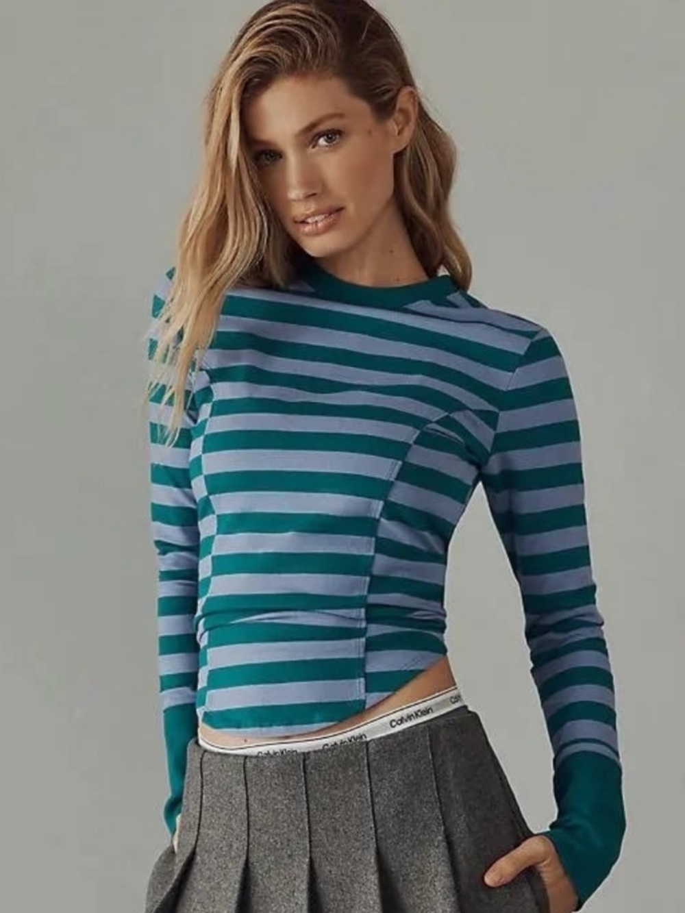 Maeve by Anthropologie long-sleeve teal and purple tee